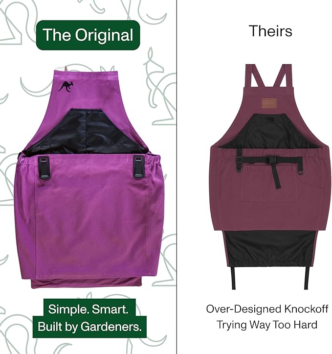 Roo Gardening Apron with Pockets & Harvesting, Picking Pouch - Adjustable, Water-resistant, Washable Canvas Cotton