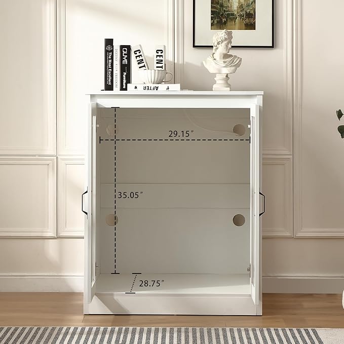 Cat Litter Robot Enclosure with Cat-Observant Glass Doors,Litter Robot Cabinet with Cozy LED for Cats,Reversible and Optional Entry(Left or Right),Power Outlet for More Choice, (White)