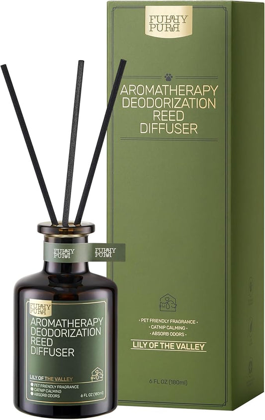 Reed Diffuser for Pet Odor Elimination, Lily of The Valley, Non-Toxic & Pet-Friendly Air Freshening, 6 Oz