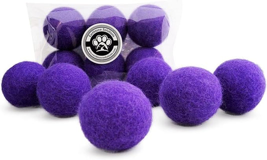 Wool Cat Toys - Felt Cat Toy Balls for Small Pet Fetch and Play - Eco Friendly Quiet Wool Ball Cat Toy for Cats and Kittens - Choose Your Colors (Purple)