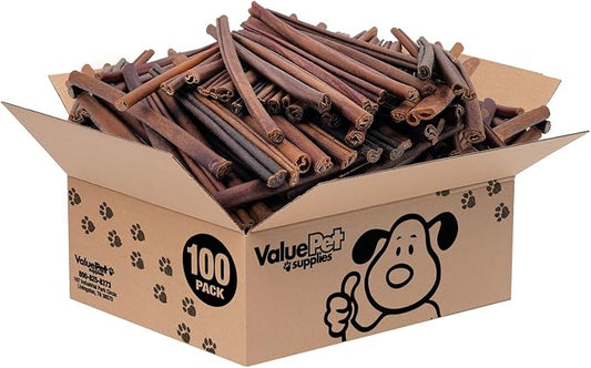ValueBull Collagen Sticks for Dogs, 12 Inch Medium Chews, Natural Long-Lasting Dog Treats, 100 Count Bulk Pack - Supports Joints, Skin & Coat with Chondroitin & Glucosamine