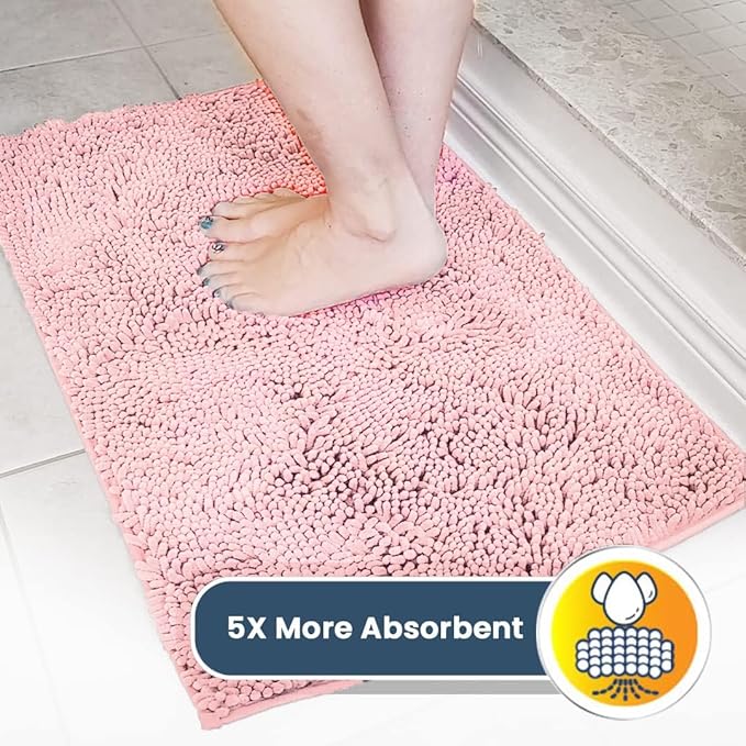 Muddy Mat® Original Dog Door Mat for Muddy Paws, Super Absorbent Microfiber, Non-Slip Washable Pet Rug, Quick Dry Chenille Entryway Carpet, Machine Washable Indoor Outdoor mat, Pink 24"x35"