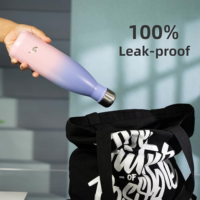 Insulated Water Bottles,12 oz Double Wall Stainless Steel Vacumm Metal Flask for Sports Travel,Pastel Sunset