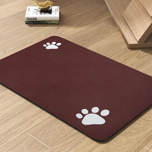 Pet Feeding Mat-Absorbent Dog Mat for Food and Water Bowl-No Stains Quick Dry Water Dispenser Mat-Dog Accessories Pet Supplies-Bowl for Messy Drinkers（RED,17"x28"