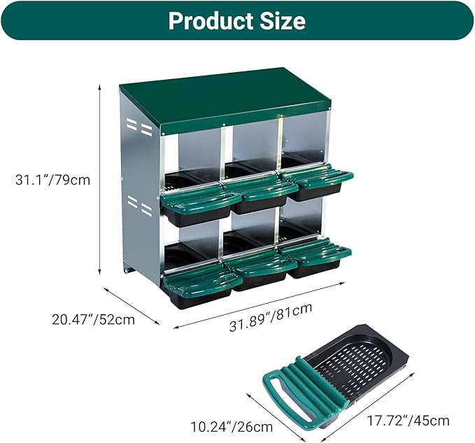 Chicken Nesting Box, 6 Hole 2 Layer Hen Nest Boxes, Roll Away Eggs Laying Boxes,Cleanable Pull Out Hen Roosting Boxes
