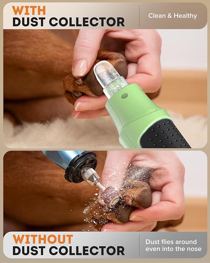 YABIFE 7-Speed Pet Nail Grinder with Light – Heavy Duty, Whisper Quiet Nail Trimmer for Dogs, Cats, Birds & Small Animals – Single-Handed Operation