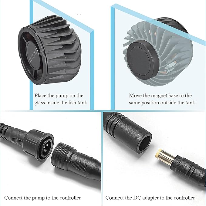 Carefree Fish Magnetic Aquarium Wave Maker Quiet and Powerful DC 24V Powerhead with Digital Led Display Controller Submersible Water Inverter Circulation Pump for Freshwater and Saltwater