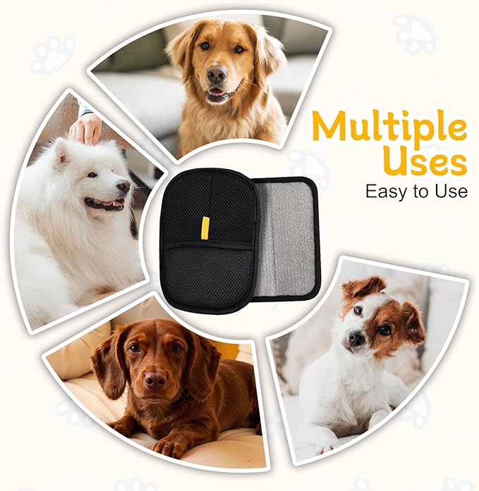 2 Pcs Pet Hair Removal Glove for Cats & Dogs, Pet Hair Remover Brushing Gloves, Reusable Pet Hair Remover Glove, Double-Sided for Couch, Clothing, Carpet, Car Seat