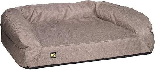 K9 Ballistics Tough Bolster Orthopedic Sofa Dog Bed with Removable Washable Cover - Durable, Water Resistant with Nonskid Bottom - Small, Taupe Premium Finish