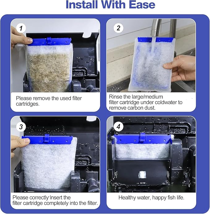 8-Pack Large Replacement Filter Cartridges Compatible with Tetra Whisper Bio-Bag Filters Large Aquarium Filter Cartridges for Whisper 20i/40i IQ20/30/45/60 PF20/30/40/60 Power Filters