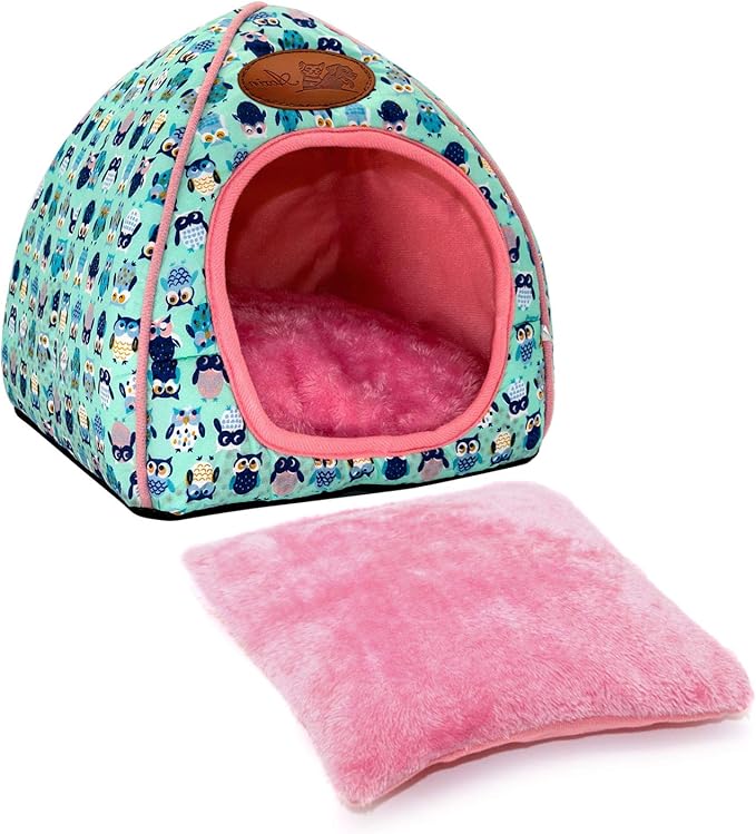 BWOGUE Guinea Pig House Bed Cozy Hamster Cave Large Hideout for Dwarf Rabbits Hedgehog Bearded Dragon Winter Nest Hamster Cage Accessories