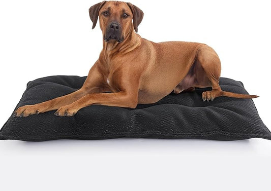MABOZOO Dog Bed, Indestructible Chew Proof Pet Bed Mat, Durable Polyester, Large 35x22 inches, Black, for Aggressive Chewers, Crate Pad, Machine Washable