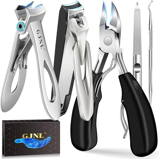 Toe Nail Clippers for Thick Nails - 5PCS Heavy Duty Toenail Clipper for Men, 37mm/16mm Wide Jaw Opening Nail Clippers