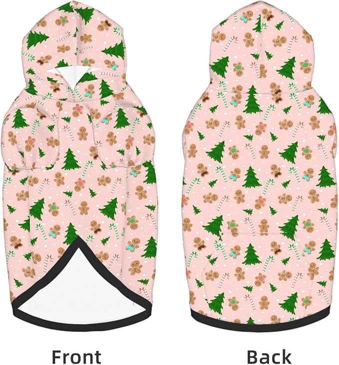 Christmas Gingerbread Men Hoodie,Christmas Cosplay Dog Clothes with Pocket and Hat Winter Clothes Sweaters Medium