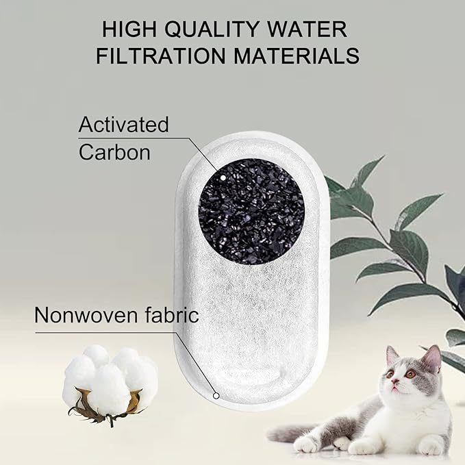 Cat Water Fountain Filters for 108/3.2L& 67oz/2L Stainless Steel Pet Water Dispenser Fountain Filters,12 Cat Fountain Filter Replacement with 12 Sponges