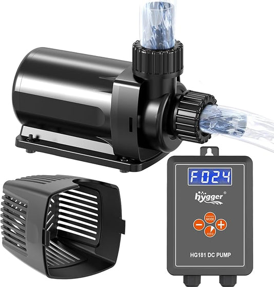 hygger 24V DC Adjustable Aquarium Water Pump & Wavemaker,30dB Quiet Return Pump,10-Speed Flow Control, Dry Run Anti-Block Protection for Freshwater Saltwater Ponds Fountains (28W, 800GPH/3000LPH)