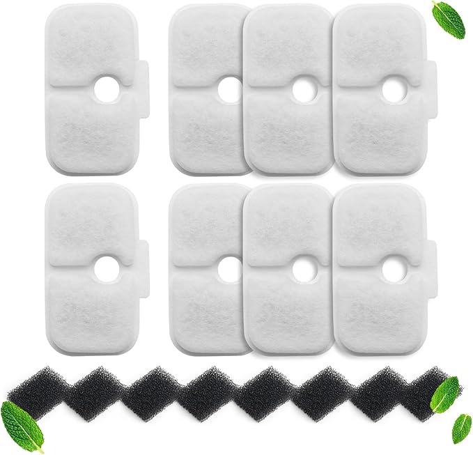 8 Pack Cat Fountain Filters & Sponges - No Trim Fit for PETLIBRO Dockstream PLWF Series (005/105/115/305) - Multi-Cat Homes