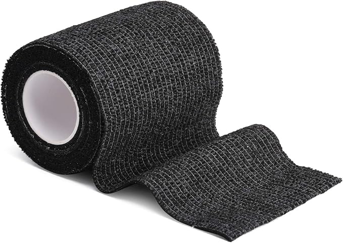 TOBWOLF 12PCS First Aid Self Adherent Bandage, 3" x5yd / 7.5cmx4.5m Cohesive Bandage Tape Wrap, Elastic Athletic Non Woven Fabric Sport Wrap for Sports, Medical - Black