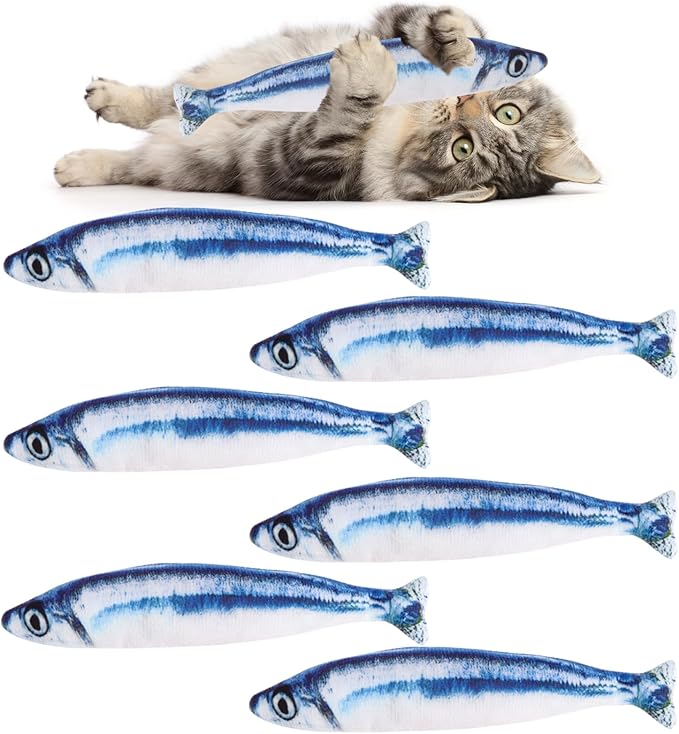 Catnip Saury Fish Toys,6pcs Cat Teething Chew Plush Toys for Pet Cat Lovers Relieve Stress Gifts Teething Chew Indoor Outdoor