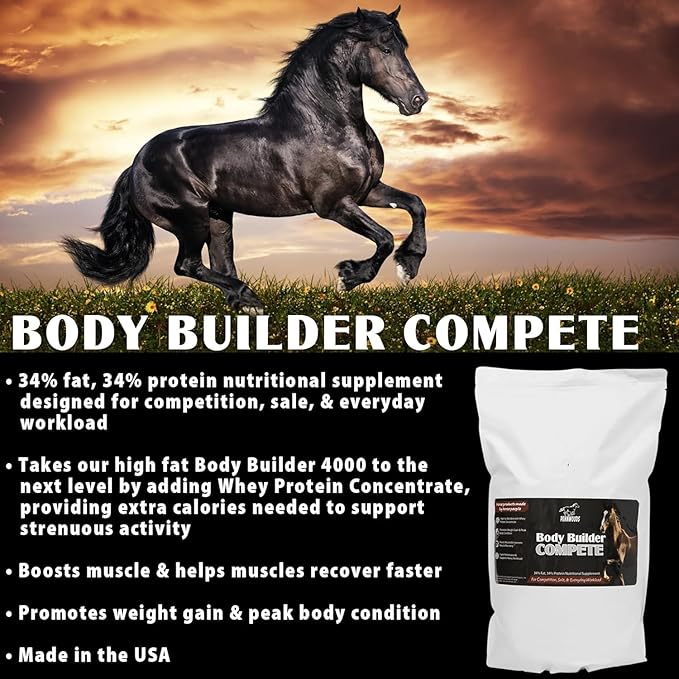Body Builder Compete: Advanced Horse Weight Gain Supplement, Designed for Competition and Sale, 22lb Bag