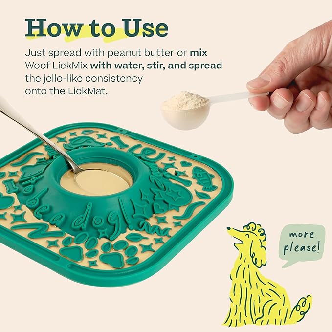 WOOF LickMat - Easy-to-Clean Lick Mat for Dogs - Slow Feeder Mat with Non-Slip Design - BPA-Free Silicone Lick Mat - Interactive Dog Toys - Lavender