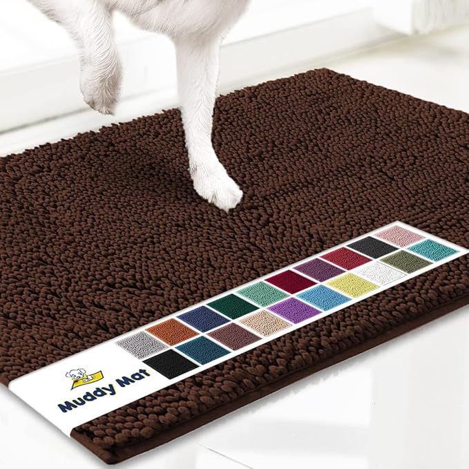 Muddy Mat® Shown on TV – Super Absorbent Door Mat Indoor, Microfiber Quick Dry Chenille Entryway Rug, Non-Slip Front Door Mat, Indoor Mats for Entryway, Machine Washable Pet Rug, Brown 36"x72"