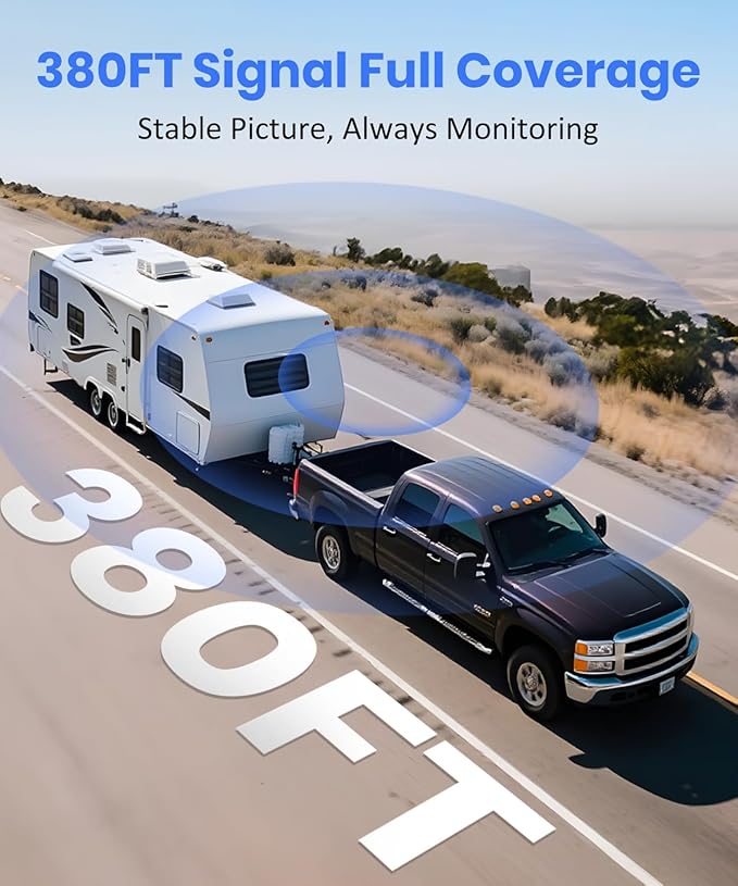 AUTO-VOX Wireless Backup Camera Kit: 5" Monitor, Dual Solar 5A Cams, Bendable Mount – Dual View for RV, Horse/Boat Trailer, Cargo, Campsite & Safe Parking