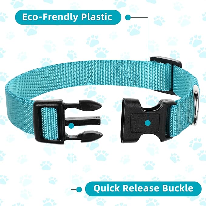 9 Pieces Adjustable Dog Collar for Animal, Soft Nylon Pets Puppy Collar with Quick Release Buckle Holder Bulk for Dogs Walking Running Training(Medium,Bright Colors)