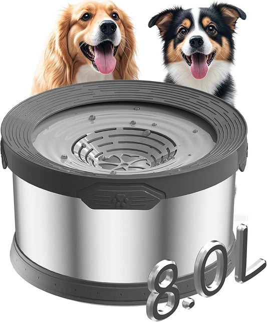 8L Dog Water Bowl 270oz Super Large Capacity No Spill Water Bowl for Dogs Stainless Steel Dog Bowls for Large Dogs No Splash Dog Water Bowl with Anti-Slip Mat for Messy Drinkers