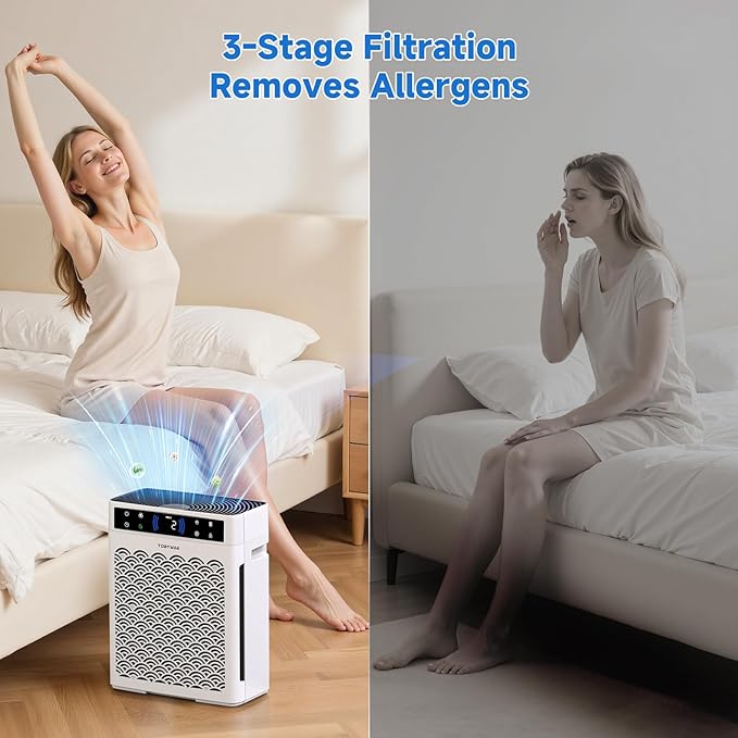 Air Purifiers for Home, Large Room up to 3000 Ft², HEPA Air Purifier for Home Pets with Filter, Air Quality Sensor, Timer, Air Cleaner for Bedroom, Dorm Room, Pet Hair, Office