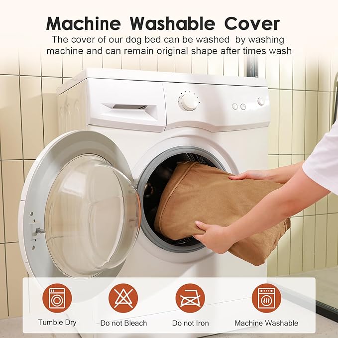 Chew Proof Dog Bed, 3" Memory Foam Dog Bed for Medium and Large Dogs, Removable and Washable Microsuede Cover, Waterproof Liner, Nonskid Bottom, 44x32 Inches XXL Khaki