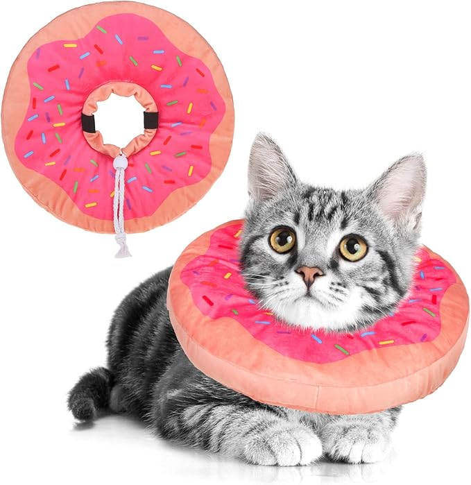 BEAUTYZOO Cat Cone Collars Soft, Cat Recovery E Collars After Surgery to Stop Licking, Adjustable Elizabeth Circle Collar Cute Pet Donut Pillow for Cats Kitten Small Dogs, Pink S