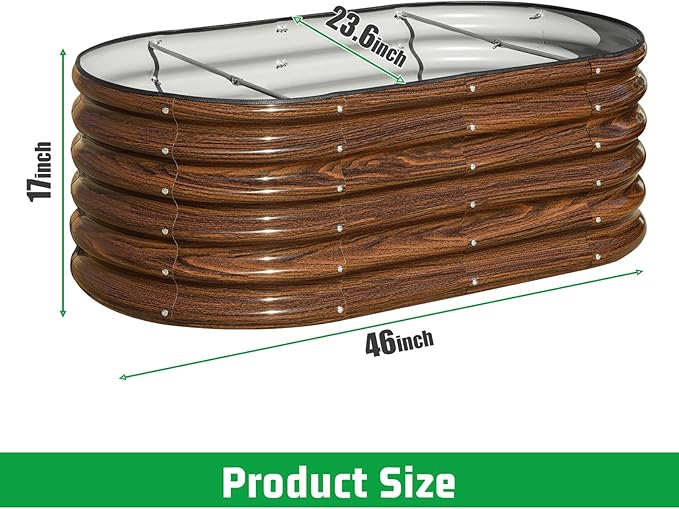 SnugNiture 4x2x1.5ft Raised Garden Bed Outdoor, 17" Tall Galvanized Metal Planter Box, Raised Garden Bed Kit for Planting Vegetables Plants Fruits, Brown