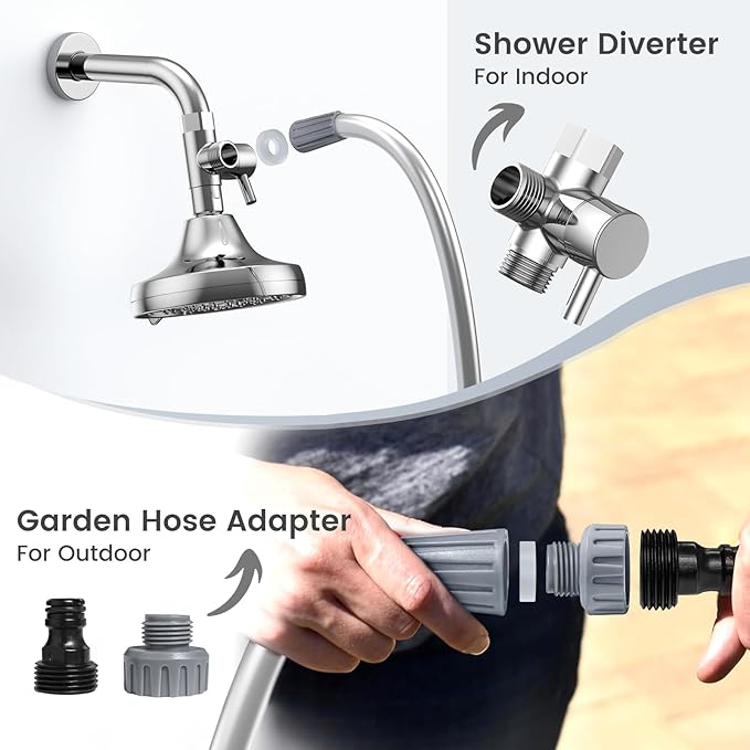 Dog Shower Attachment, Dog Shower Wand for Fast and Easy Washing Dog, Pet Shower Head with 3 Spray Modes, 8-Foot Hose, Indoor Outdoor Bath Your Dog