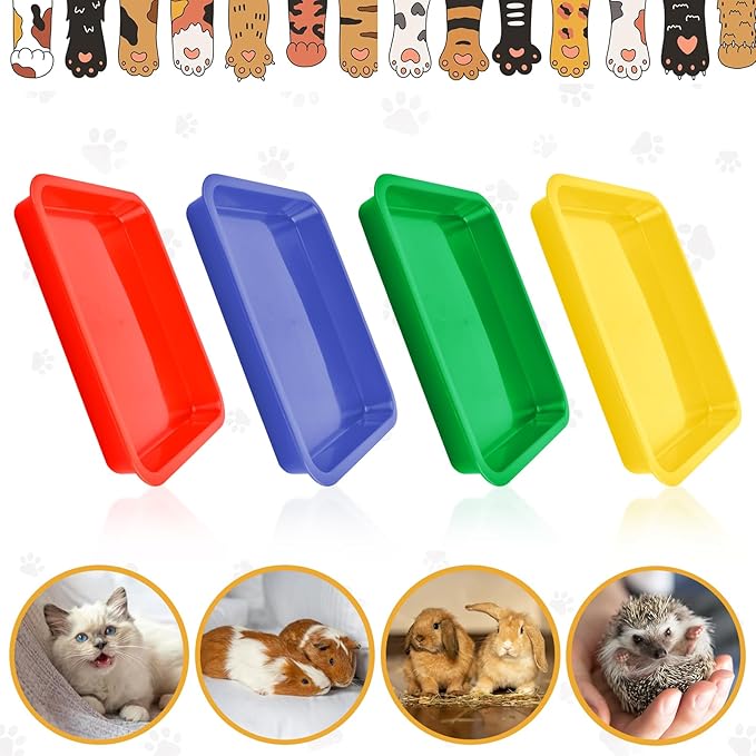 4 Pcs Open Small Kitten Litter Box, 15x12x1.4 Inch Low Entry Mini Open Cat Litter Box Rabbit Litter Pan Portable Shallow Litter Box Waterproof Travel Toilet for Bunny Guinea Pig Small Pet