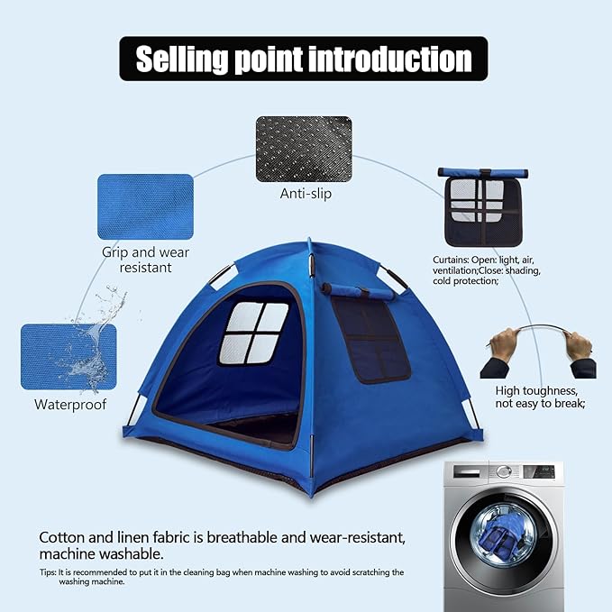 Blue Cat Tent House、Cat's Nest, Portable Indoor/Outdoor Pet Tent House for Cats, Puppies and Other Small Animals