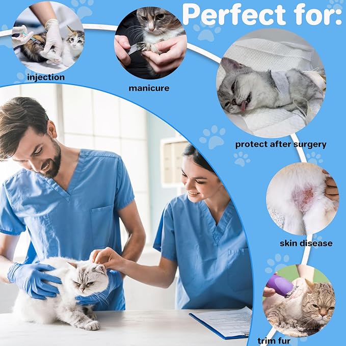 Soft Cat Cone Collar for Cats– Adjustable Lightweight Recovery E-Collar to Stop Licking, Scratching & Biting After Surgery, Comfortable Wound Healing Cone Alternative (Blue, L)