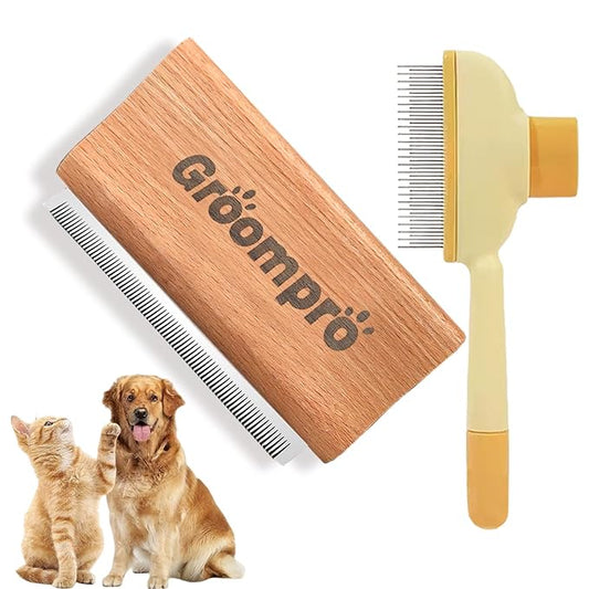 Groompro Deshedding Brush, Dog Brush for Shedding, Zen Brush for Cats,Cat Brushes Dog Brus Pet Hair Removal Tool, Painlessly Remove for Short & Long Hair(L(5.3 inch))