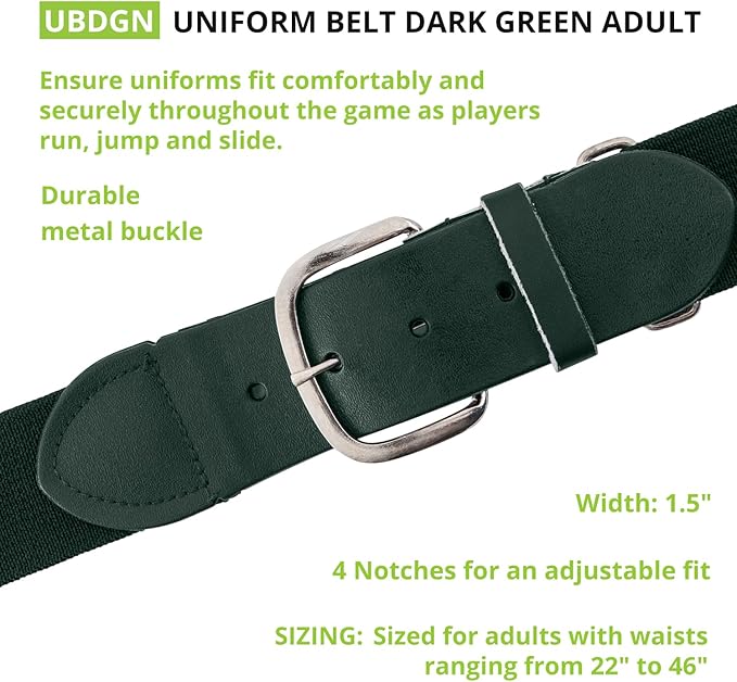 Champion Sports Baseball/Softball Uniform Belt, Comfort Stretch Fit Durable Syntex Tab - Youth & Adult Sizes, Multiple Colors