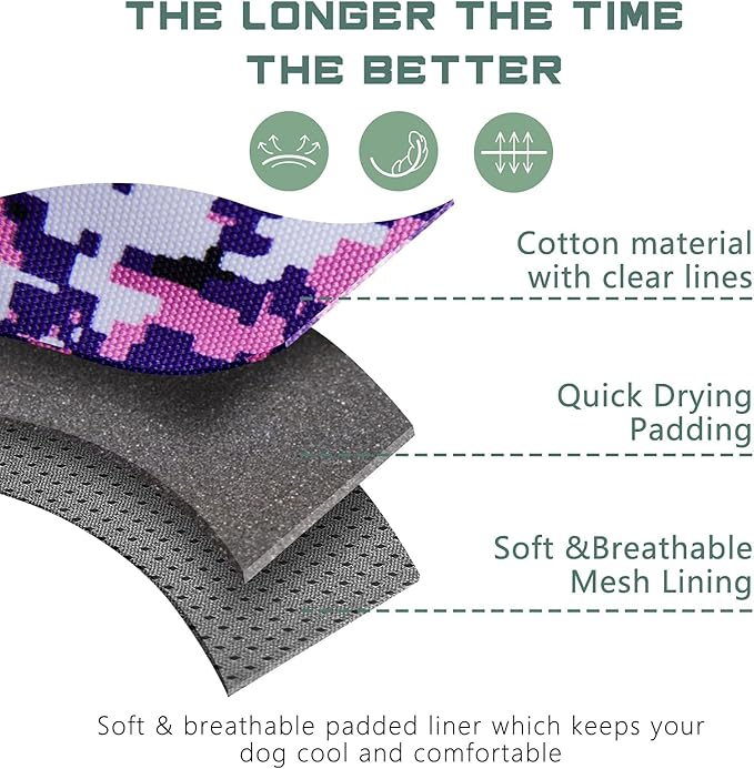 BUMBIN Tactical Dog Harness for Large Dogs No Pull, Famous TIK Tok No Pull Dog Harness, Fit Smart Reflective Pet Walking Harness for Training, Adjustable Dog Vest Harness with Handle Purple Camo L