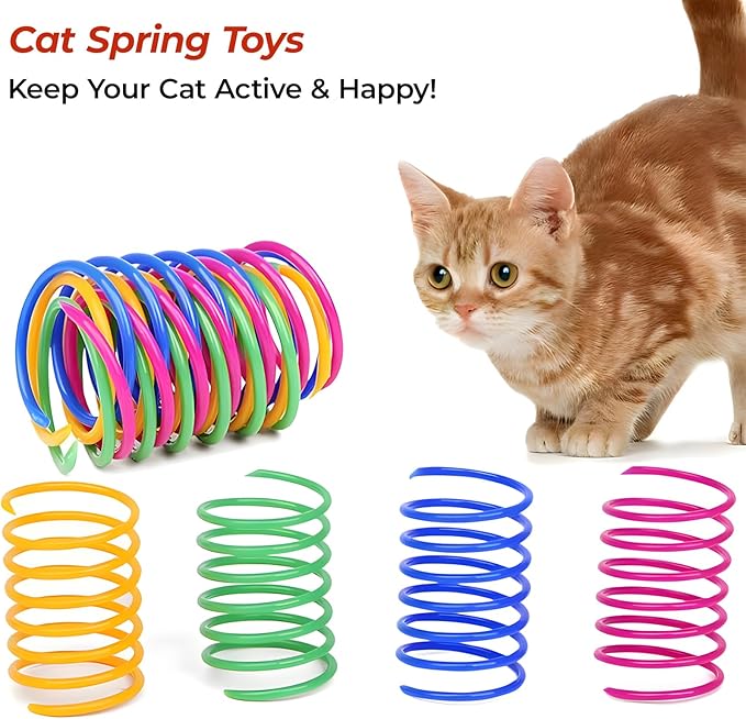 3-Pack Interactive Cat Toys Ball - 2025 New Gen with Smart Obstacle Avoidance & Auto Wake-Up,Includes 4 Speedy Tail 2.0 Ropes,Cat Spiral Spring 12Pcs, Ideal Kitten Toys for Bored Indoor Cats