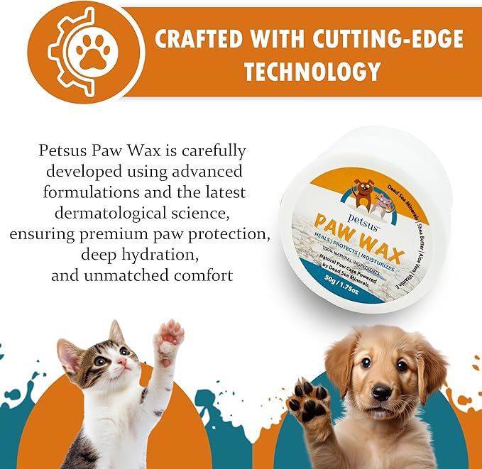 Natural Dog Paw & Nose Balm – Moisturizing Paw Wax with Dead Sea Minerals | Lick-Safe, Organic Balm for Dry, Cracked Paws & Dry Noses | Heat, Ice & Terrain Protection – 1.75 oz