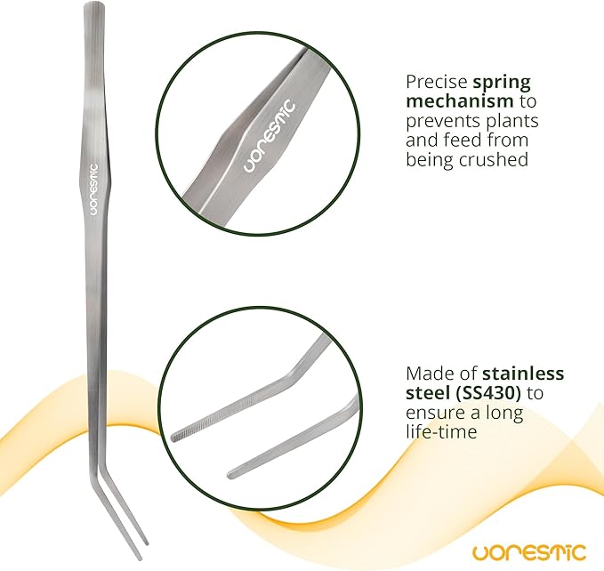 2 Pcs 15 Inch Tweezers, Heavy Duty Reptile Feeding Tongs, Aquarium Tongs, Reptile Tweezers Feeding, Reptile Tongs, Straight and Curved Long Tweezers for Aquarium and Terrarium