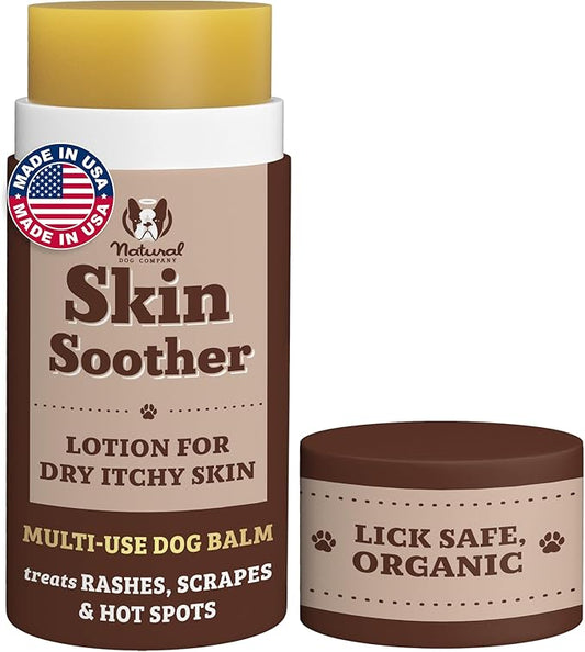 Natural Dog Company Skin Soother Balm for Skin Irritation, Allergy & Itch Relief for Dogs, Hot Spot Treatment, Dog Moisturizer for Dry Skin, Healing Ointment with Coconut Oil & Vitamin E (2 oz Stick)