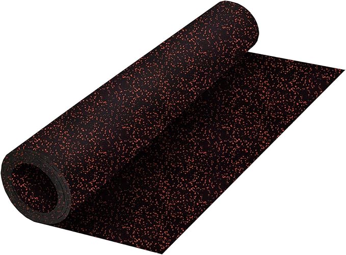Genaflex Rubber Gym Floor Mat - 8mm Thick - Heavy Duty Commercial Protective Gym Flooring Roll (10% Red, 4' X 10')