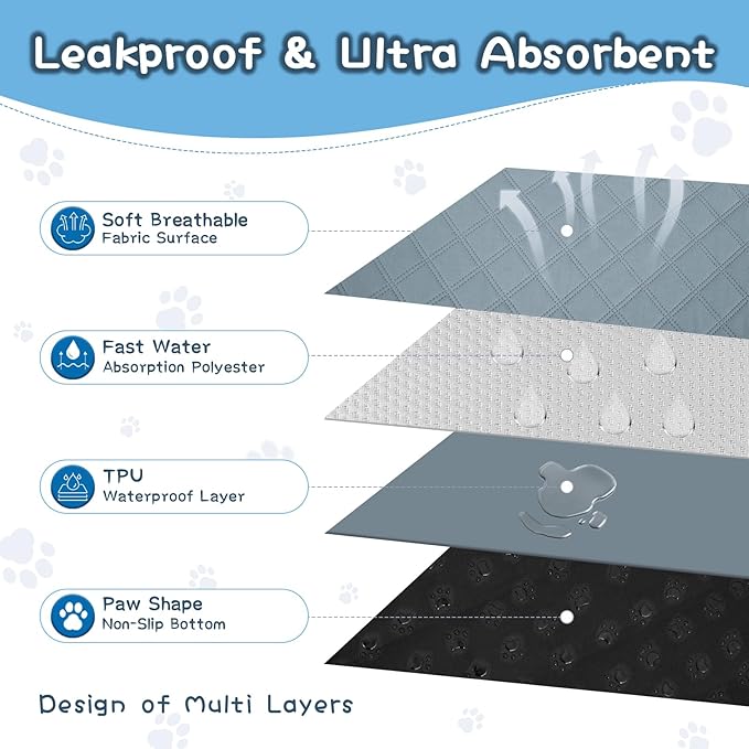 6 Packs Washable Guinea Pig Cage Liners, Waterproof Guinea Pig Pee Pads Reusable Absorbent Bedding Anti Slip Mats for Small Animals Bunny Rabbit Hamster (12 x 12in)