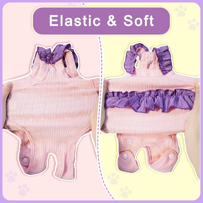 Cat Recovery Suit,Kitten Onesie After Surgery,E-Collar Alternative for Abdominal Wound and Skin Diseases,Soft Breathable Bodysuit After Spay（Orange-XL）