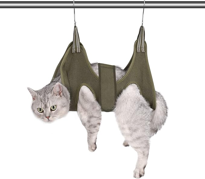 Cat Grooming Hammock Harness for Small Dogs,Pet Hammock Restraint Bag,Dog Grooming Sling for Trimming Nail and Ear/Eye Care(XS Size,Green)