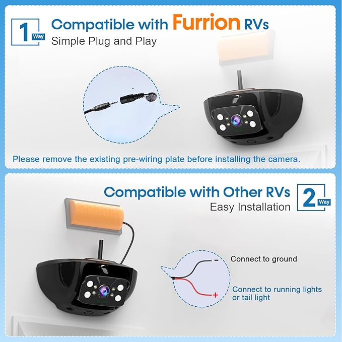 7-Inch Wireless Backup Camera for RV Trailer - HD 1080P Monitor, Night Vision, IP69 Waterproof, Easy Installation Compatible with Furrion, Split Screen 4 Channels Y31