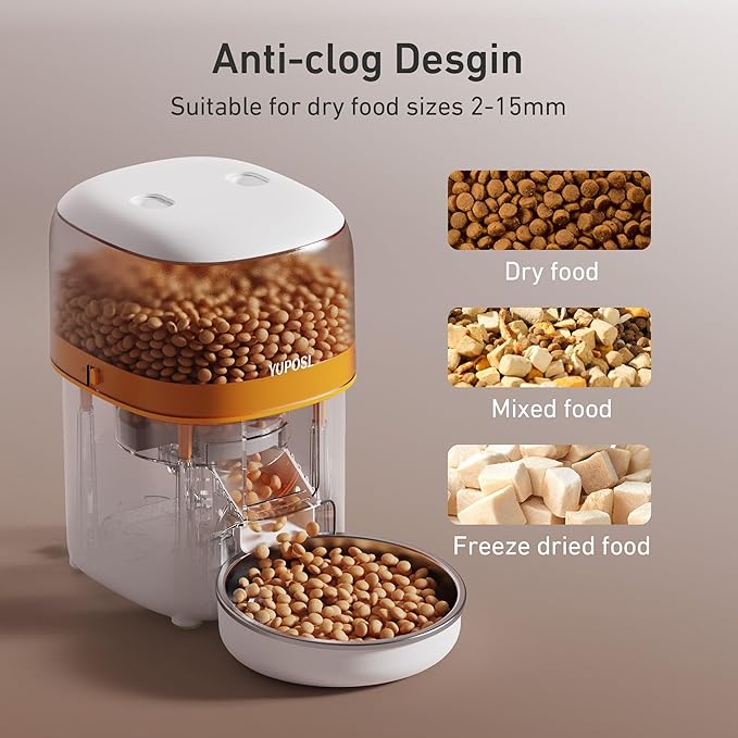 Automatic Cat Feeders - 2L Cat Food Dispenser Easy to Use, Timed Automatic Pet Feeder with Over 180-day Battery Life, 1-6 Meals Dry Food Programmable Portion Control Also for Dogs